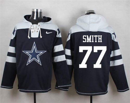 Nike Cowboys #77 Tyron Smith Navy Blue Player Pullover NFL Hoodie